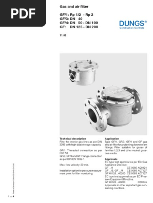 Dungs Gas Filter Technical Overview | PDF | Flow Measurement | Gases