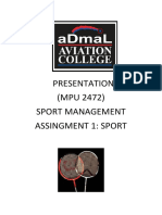 Presentation (MPU 2472) Sport Management Assingment 1: Sport