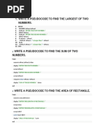 Write A Pseudocode To Find The Largest of Two Numbers