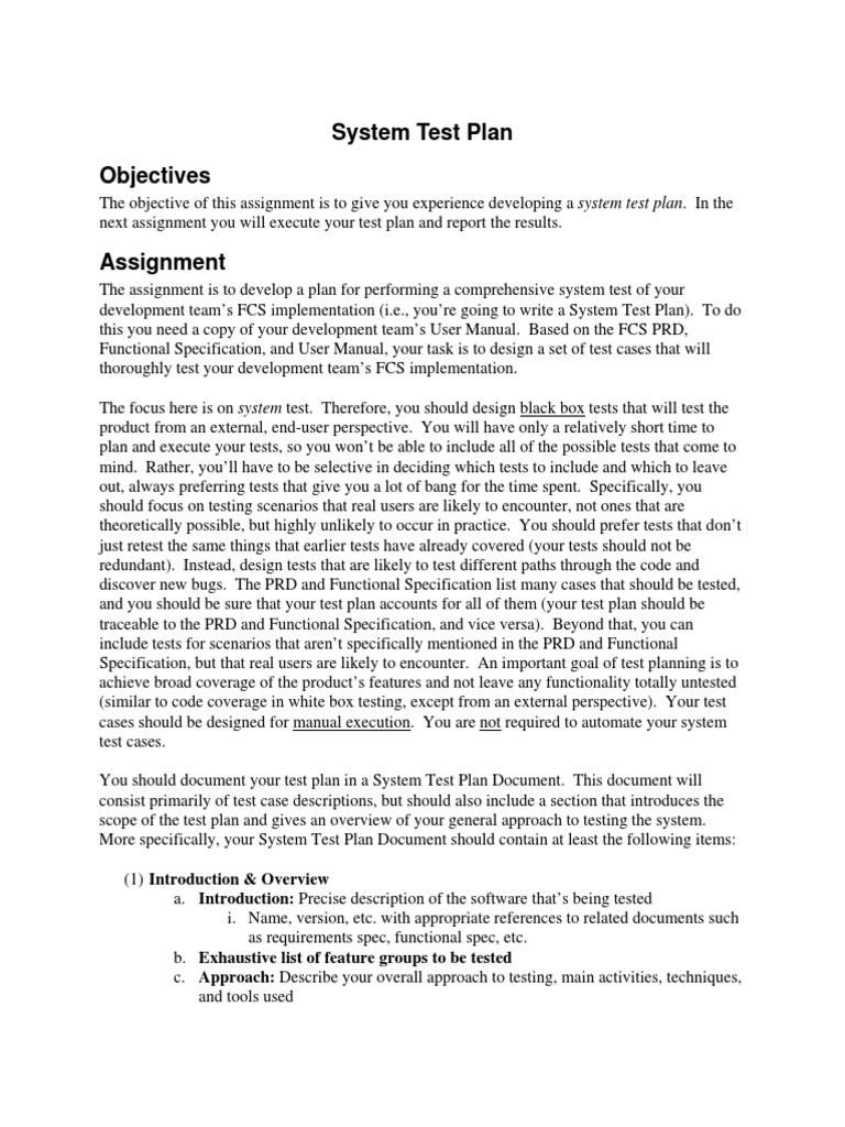System Test Plan PDF Specification (Technical Standard