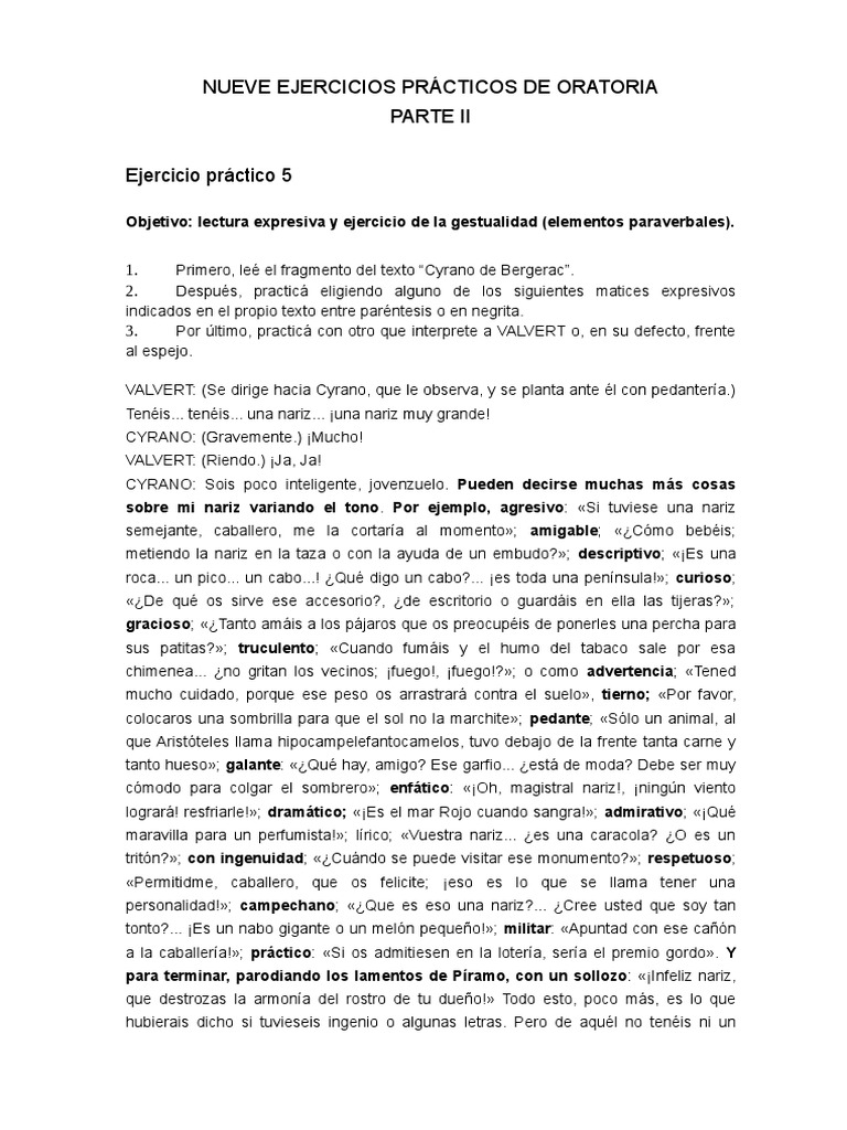 Ejercicios Prácticos de Oratoria | PDF