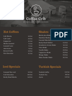 Dark Brown Cups Coffee Shop Menu