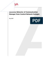 Recovery Behavior of Communication Manager From Control Network Outages