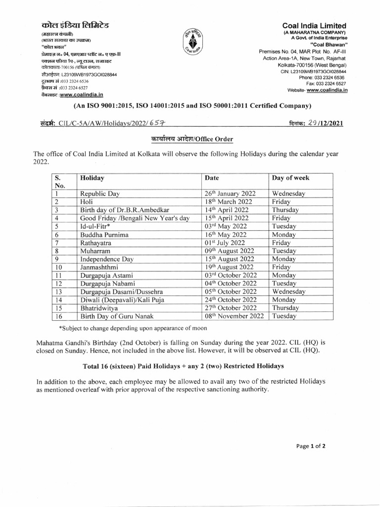 List of Holidays 2022 PDF Public Holiday Hindu Worship