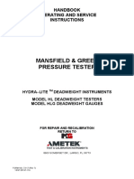 Mansfield & Green Pressure Tester: Handbook Operating and Service Instructions