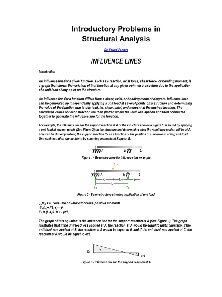 Influence Lines for Beam Analysis | PDF | Bending | Beam (Structure)