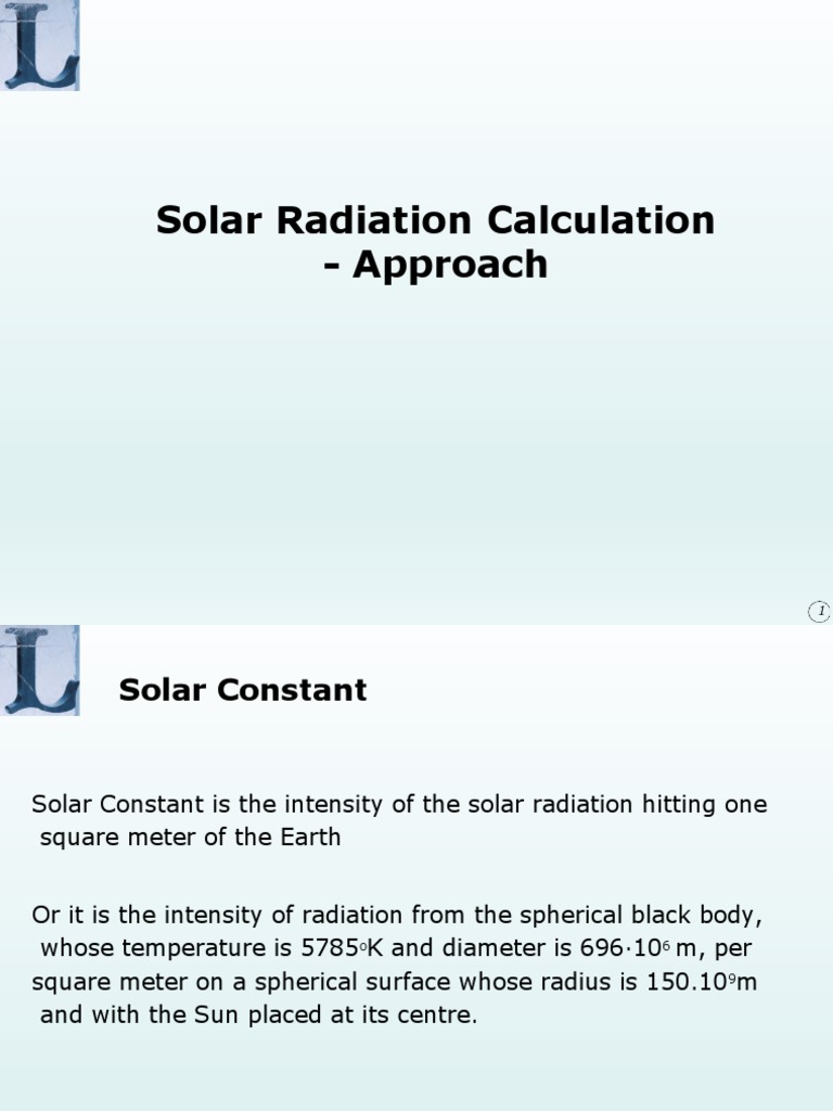 Solar Radiation Calculation Overview | PDF | Latitude | Sun