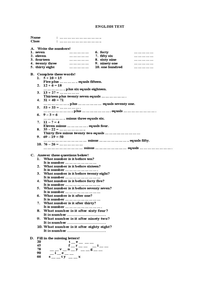 English Test For Class 4 | PDF | Teaching Methods & Materials