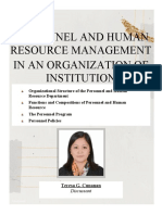 CUNANAN, TERESA Personnel and Human Resource Management in An Organization of Institution