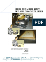 Test Method For Liquid Limit, Plastic Limit, and Plasticity Index