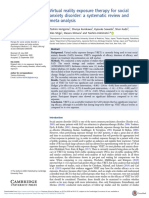 Virtual Reality Exposure Therapy For Social Anxiety Disorder: A Systematic Review and Meta-Analysis