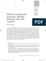 BIDET, J. Miséria Na Filosofia Marxista, Moishe Postone Leitor Do Capital