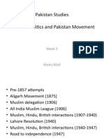 Pakistan Studies Muslims' Politics and Pakistan Movement: Week 5