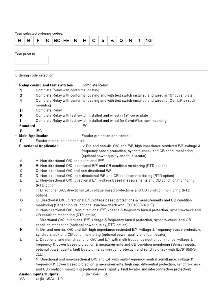 ABB Ref615 Ordering Code Guide | PDF | Relay | Electrical Engineering