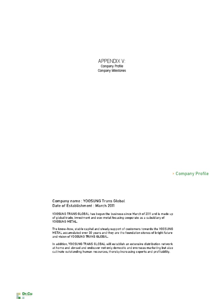 Appendix V:: Company Profile Company Milestones | PDF | Technology ...