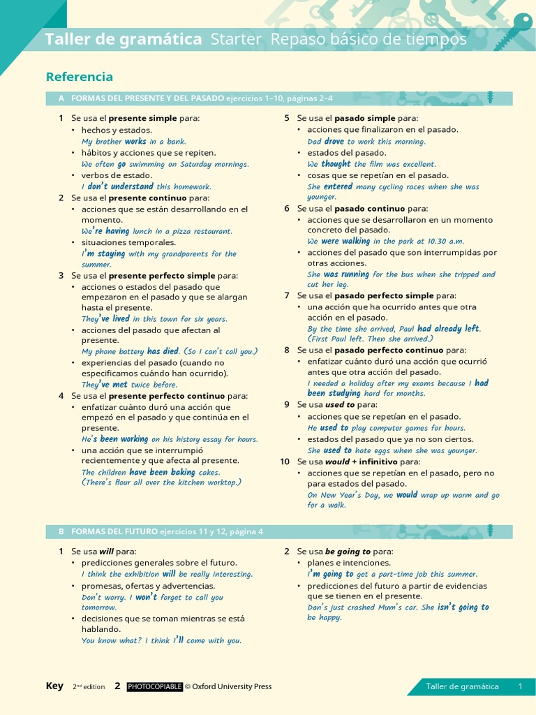 Key2e L2 GrammarReference-Spanish | PDF | Asunto (gramática) | Verbo