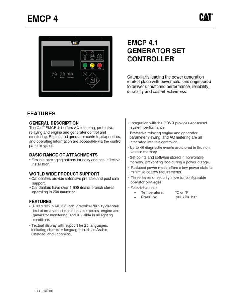 Emcp 4.1 Generator Set Controller | PDF | Electric Generator