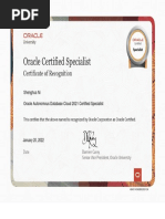 Oracle Autonomous Database Cloud 2021 Certified Specialist