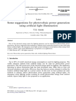 Some Suggestions For Photovoltaic Power Generation Using Artificial Light Illumination