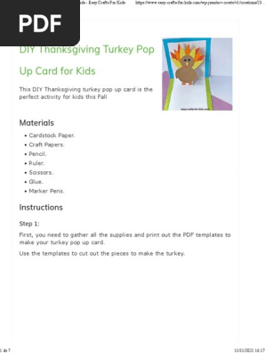 DIY Thanksgiving Turkey Pop Up Card for Kids - Easy Crafts For Kids