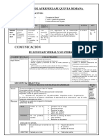 Sesión de Aprendizaje Quinta Semana