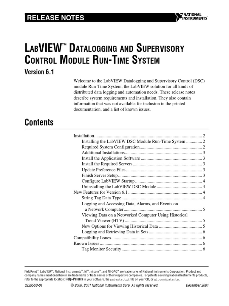 Labview Datalogging and Supervisory Control Module Run-Time System ...