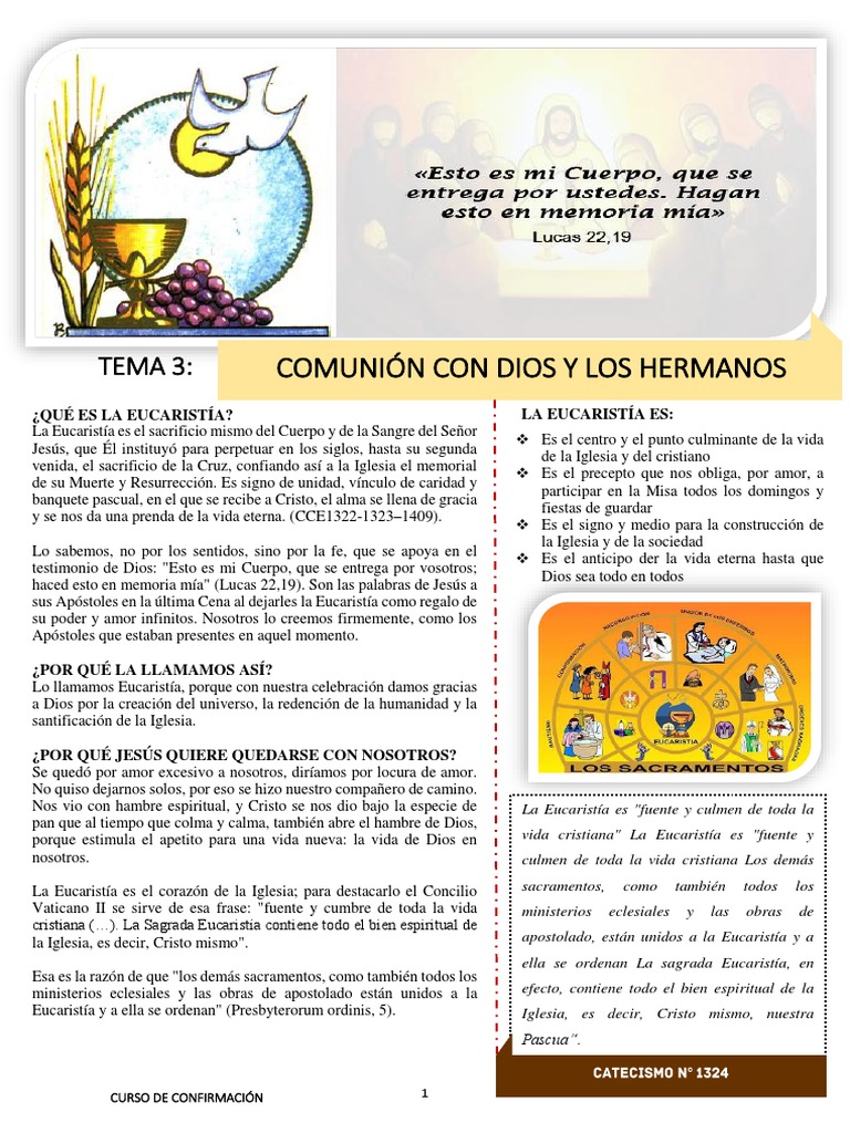 La Eucaristía: Fuente y Culmen Cristiana | PDF | eucaristía | Misa ...