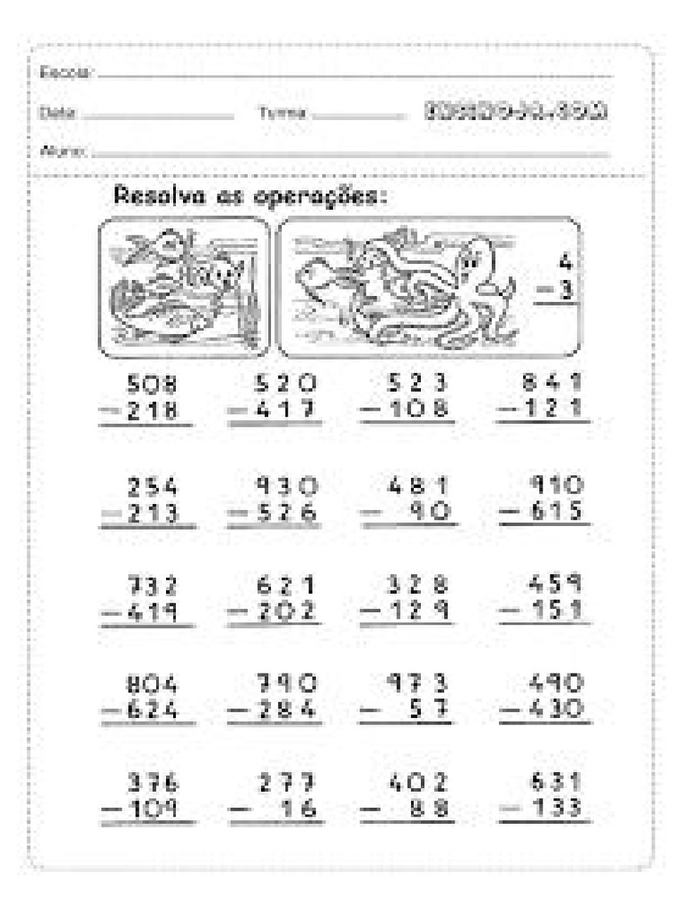 Atividade de Matemática 3 Ano - Ensino Fundamental | PDF