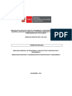 Monitoreo y seguimiento de actividades del Estudio de Preinversión IPC PTAR Cañete