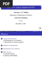 MT 1117: Linear Algebra For ICT: Instructor: A.V. Mathias Department of Mathematics & Statistics University of Dodoma