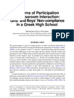 Patterns of Participation in Classroom Interaction: Girls' and Boys' Non-Compliance in A Greek High School