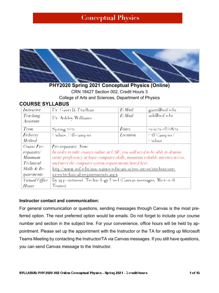 PHY 2020 Online Syllabus Spring 2021 | PDF | Curriculum | Internet Forum