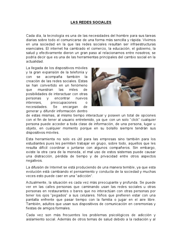 Impacto de las Redes Sociales en la Sociedad | PDF | Servicio de redes ...