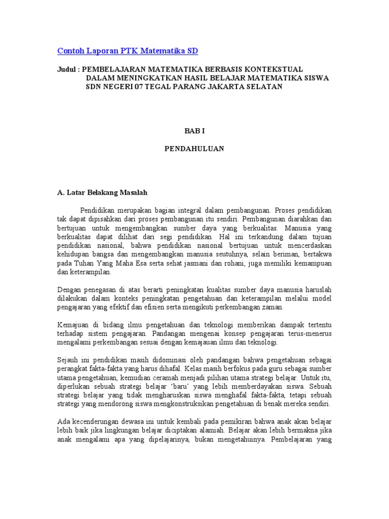 Contoh Laporan Belajar Di Rumah Sd