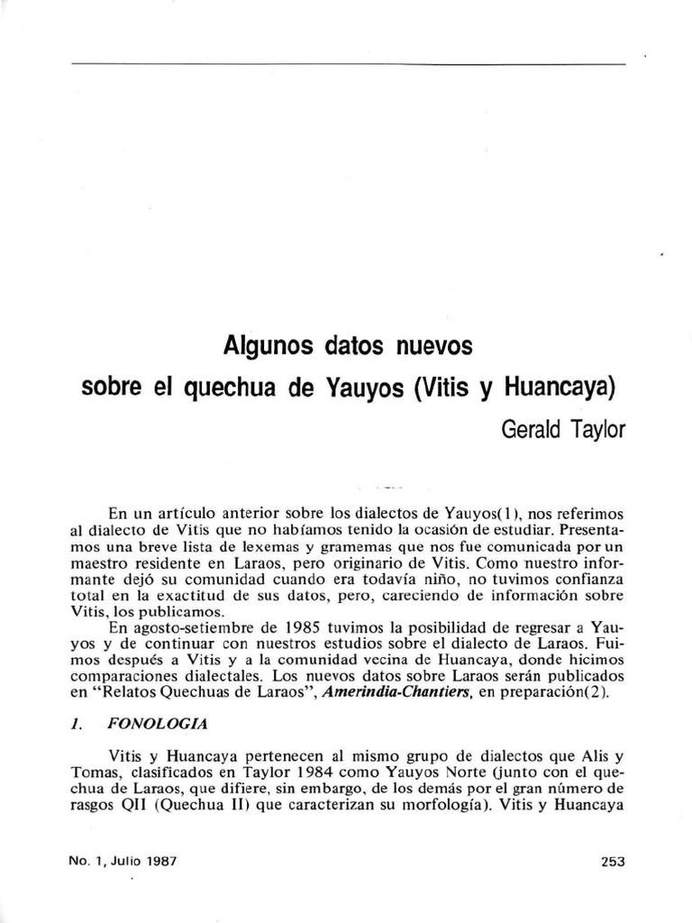 4c. Quechua Yauyos Vitis Huancaya PDF Dialecto Lingüística