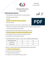 Choose The Correct Answer: International Economics Tutorial Three