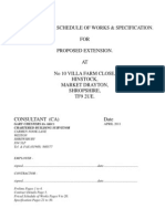 Preliminaries, Schedule of Works & Specification. FOR Proposed Extension. AT No 10 Villa Farm Close, Hinstock, Market Drayton, Shropshire, TF9 2UE