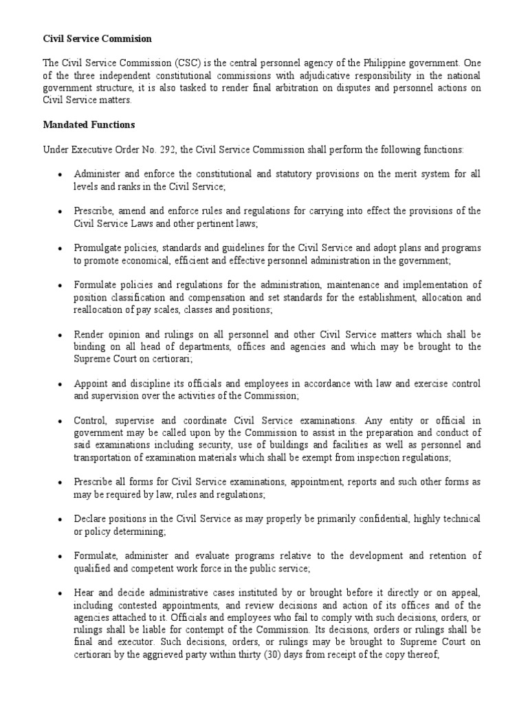 The Civil Service Commission | PDF | Recruitment | Human Resource ...