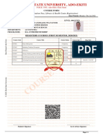 Course Form: Ekiti State University, Ado-Ekiti