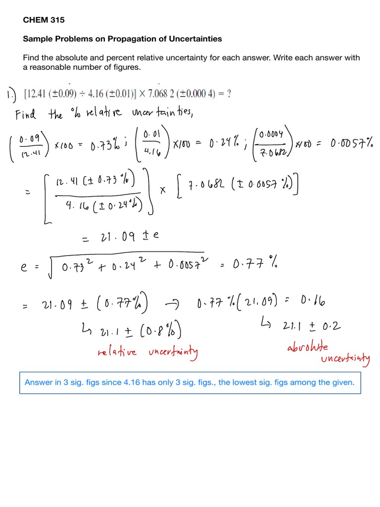 UNIT 3 Lec 3 Solved Problems - Propagation of Uncertainties | PDF