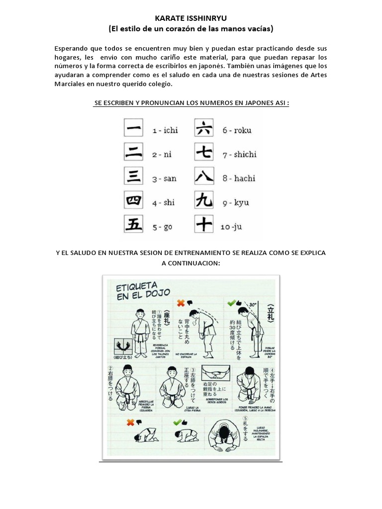 Karate Numeros y Etiqueta de La Practica | PDF