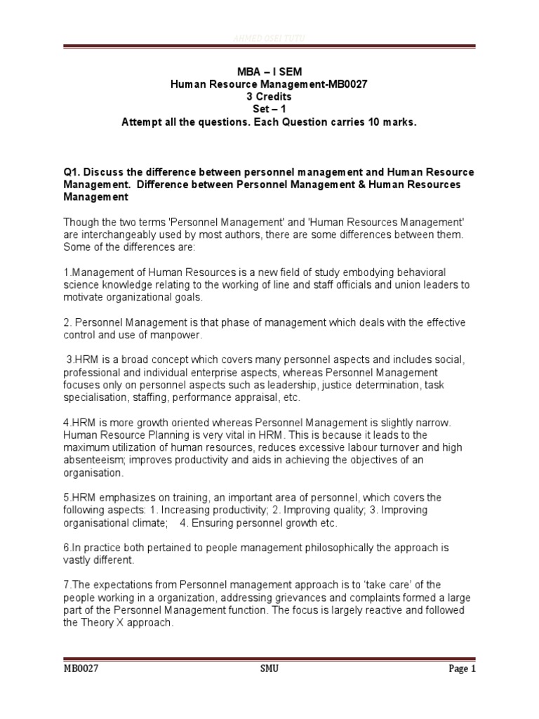 HRM vs Personnel Management Explained | PDF | Human Resources | Leadership