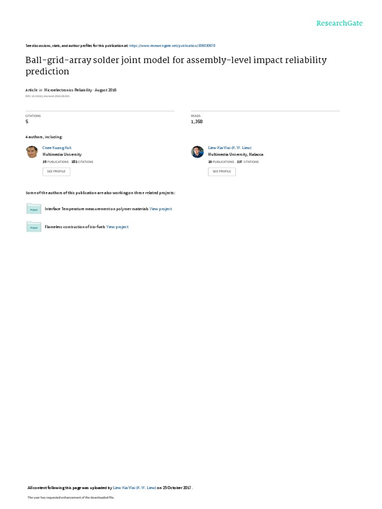 BallGridArray Solder Joint Model For AssemblyLevel Impact