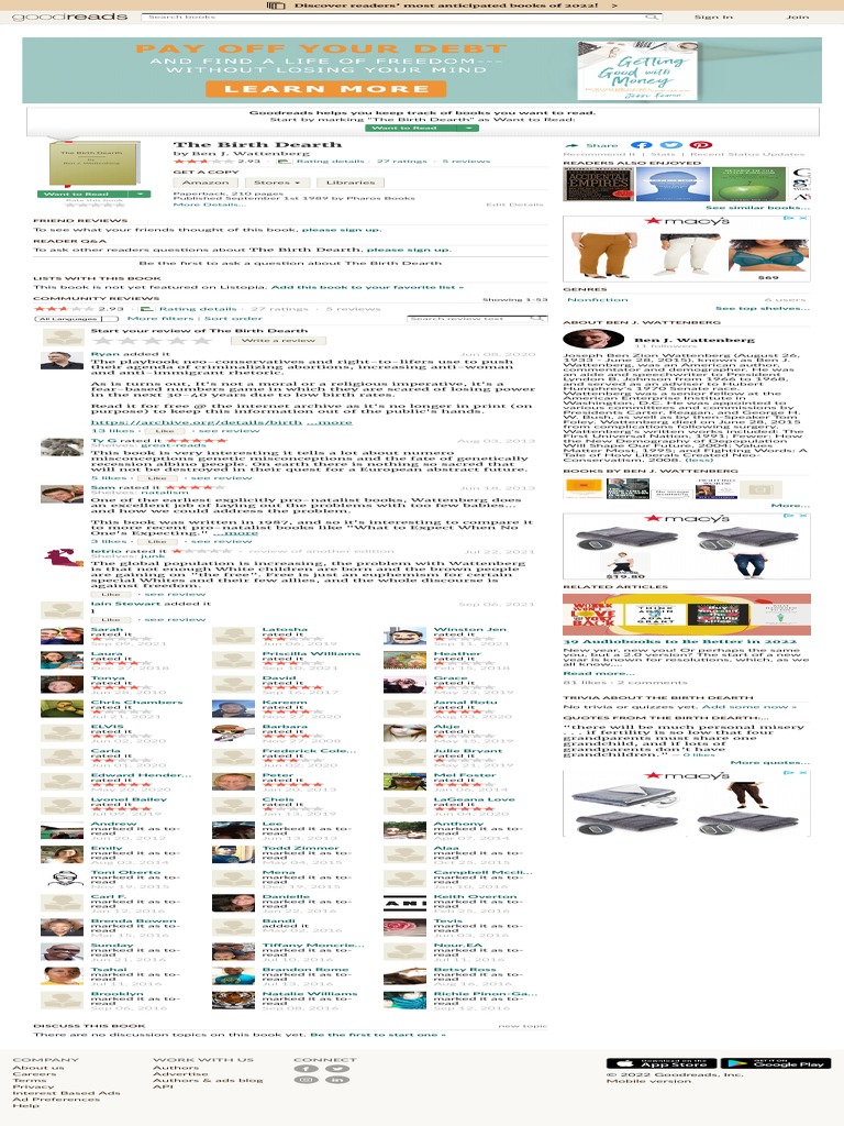 The Birth Dearth by Ben J. Wattenberg PDF