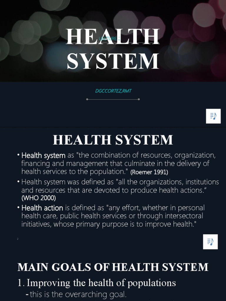 Lecture 2 Health Care System PDF Health System Health Care