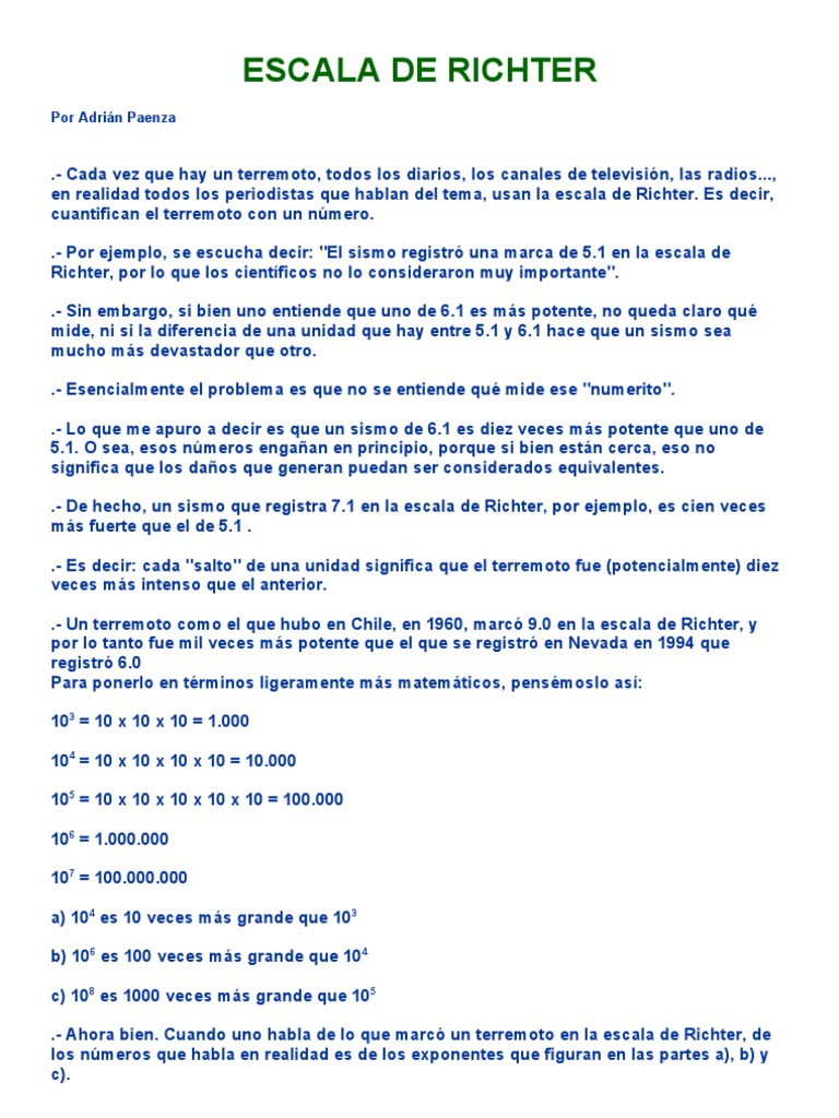 Escala de Richter | PDF | Temblores | Sismología