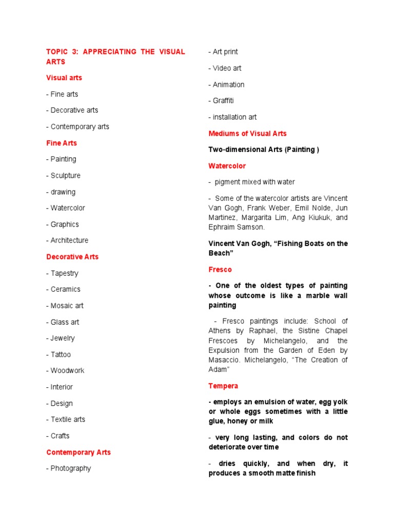 Appreciating The Visual Arts Reviewer | PDF | Composition (Visual Arts ...