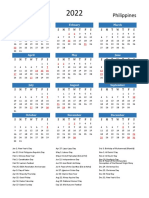 2022 Calendar With Holidays Portrait en PH