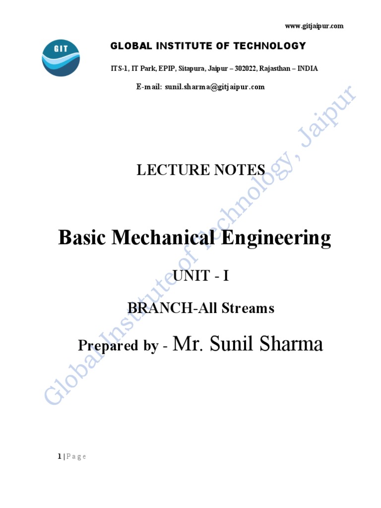 BME 302 Lecture Notes Overview | PDF | Turbine | Mole (Unit)