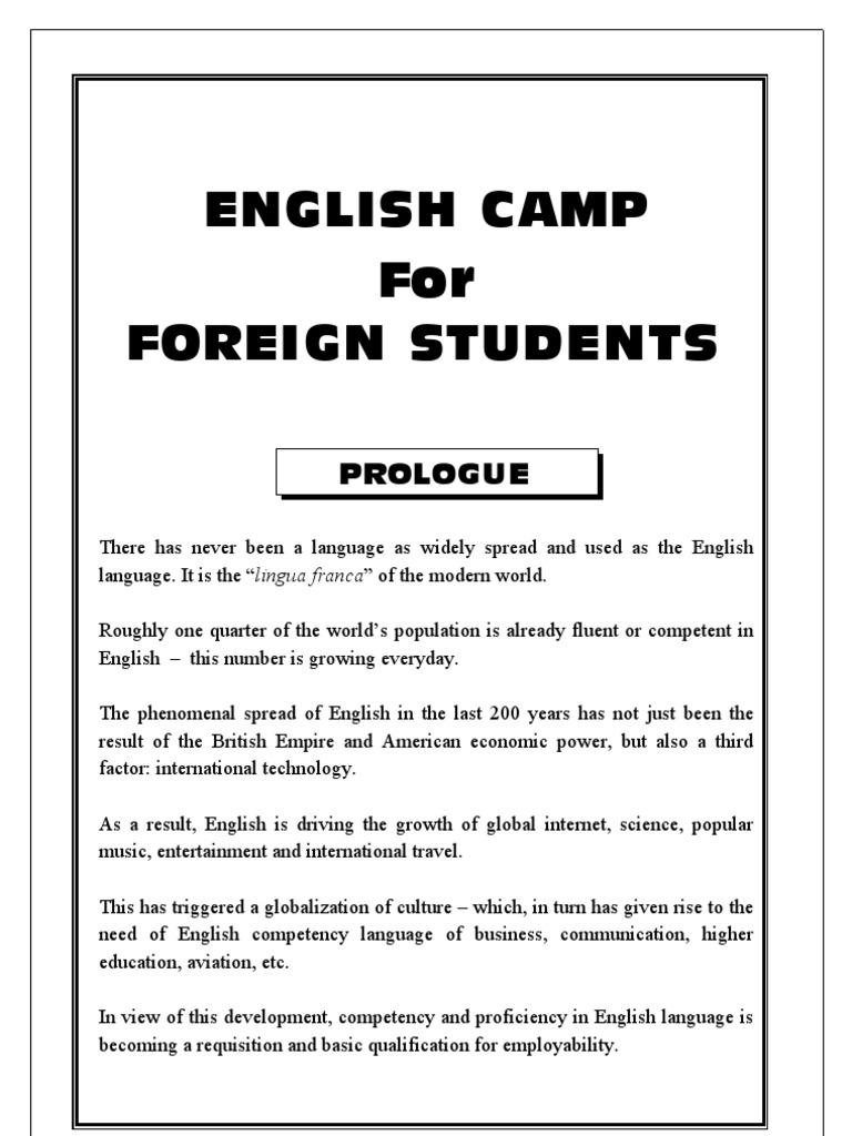 English Camp Pdf English Language International Student